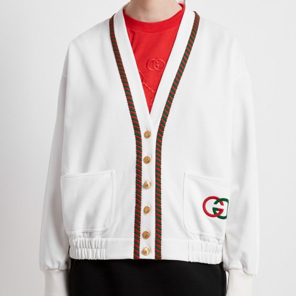 Gucci GG Technical Jersey Cardigan in White NEW W TAGS - Picture 4 of 10